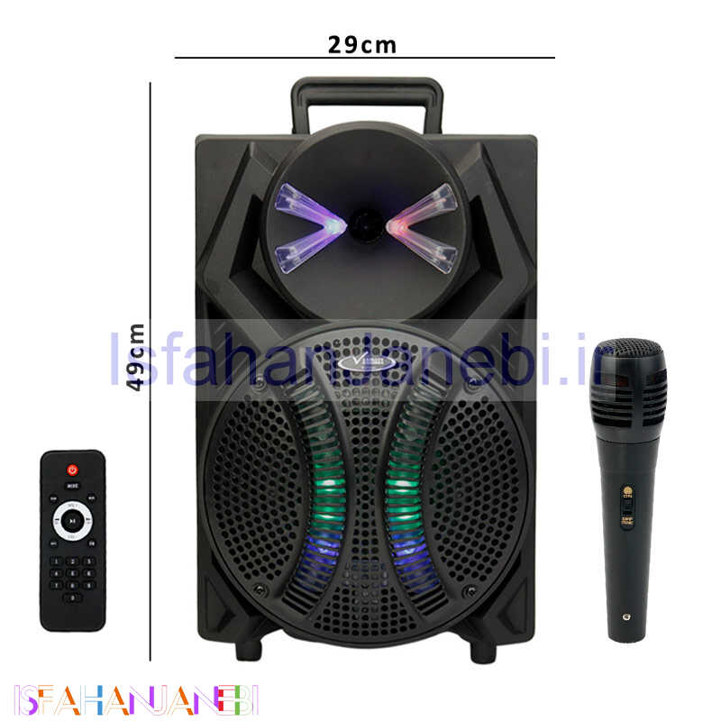 اصفهان جانبی-اسپیکر چمدانی بلوتوثی رم و فلش خور VanMaax MX-100 + میکروفون و ریموت کنترل