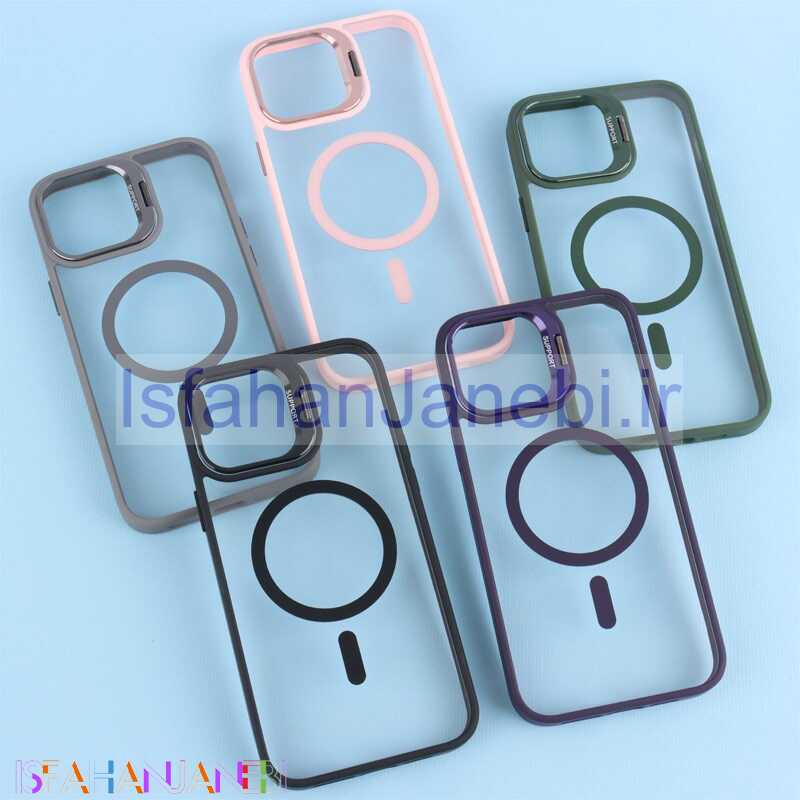 اصفهان جانبی-قاب PC مگ سیف استندشو با محافظ لنز رینگی آیفون iPhone 13 Pro Max