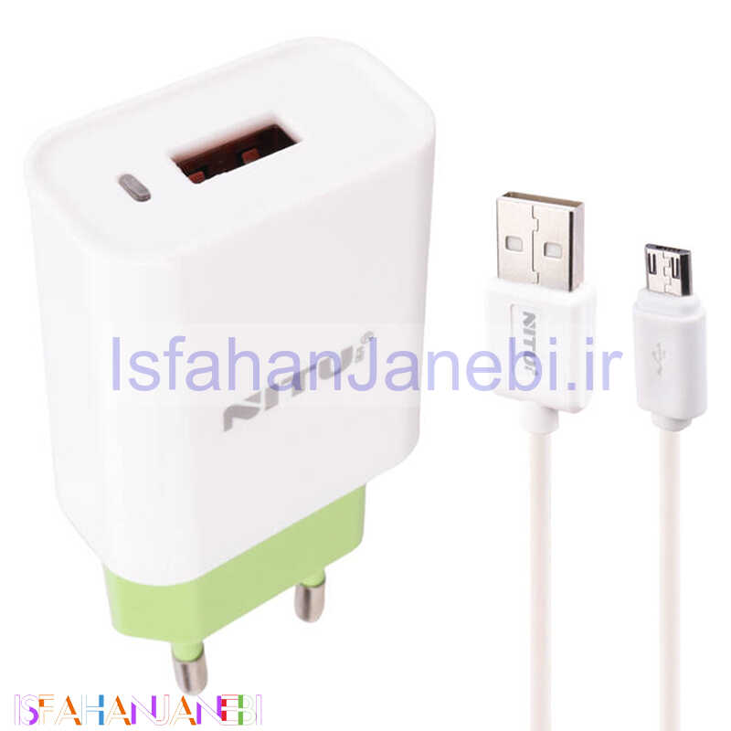 اصفهان جانبی-شارژر دیواری فست شارژ Nitu NT-TC066F QC3.0 PD 3A 18W + کابل میکرو یو اس بی