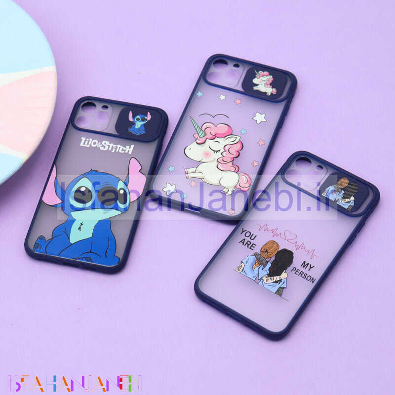 اصفهان جانبی-قاب محافظ لنز دار کشویی طرحدار سرمه ای iPhone 11 Pro Max