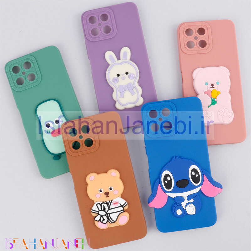 اصفهان جانبی-قاب سیلیکونی عروسکی برجسته محافظ لنزدار Honor X8 4G