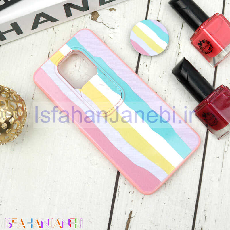 اصفهان جانبی-قاب طرحدار محافظ لنزدار کشویی + پاپ سوکت طرح رنگین کمان شیائومی Redmi Note 9s / Note 9 Pro سری B