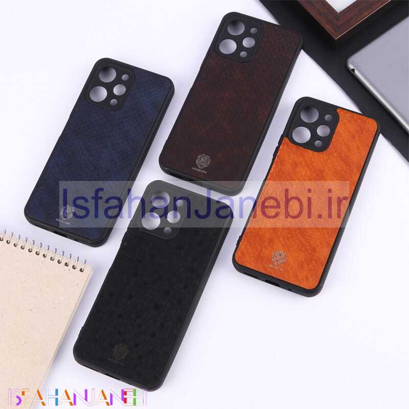 اصفهان جانبی-قاب چرمی پوست ماری Golden Lion شیائومی Redmi 12 محافظ لنزدار