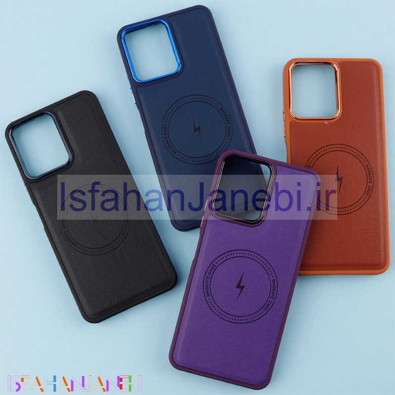 اصفهان جانبی-قاب چرمی مگ سیف شیائومی Redmi 12 متال ایرون