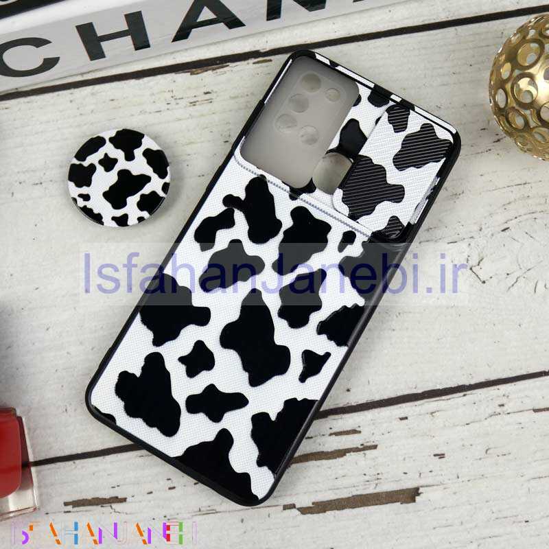 اصفهان جانبی-قاب طرحدار محافظ لنزدار کشویی + پاپ سوکت طرح سیاه و سفید سامسونگ A21s سری B