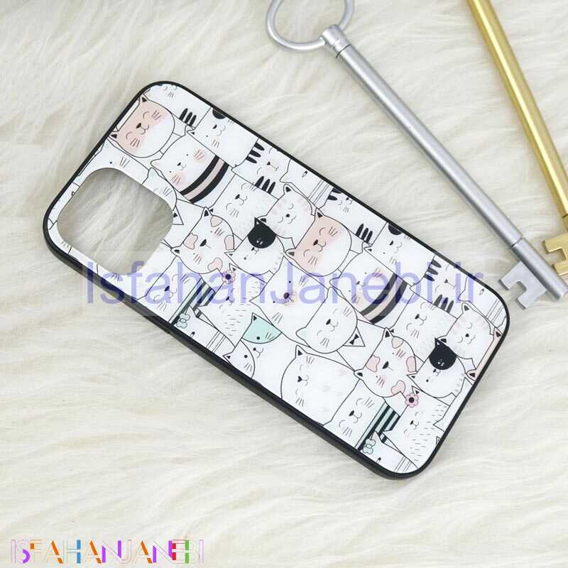 اصفهان جانبی-قاب پشت گلسی طرحدار گربه iPhone 12 / 12 Pro