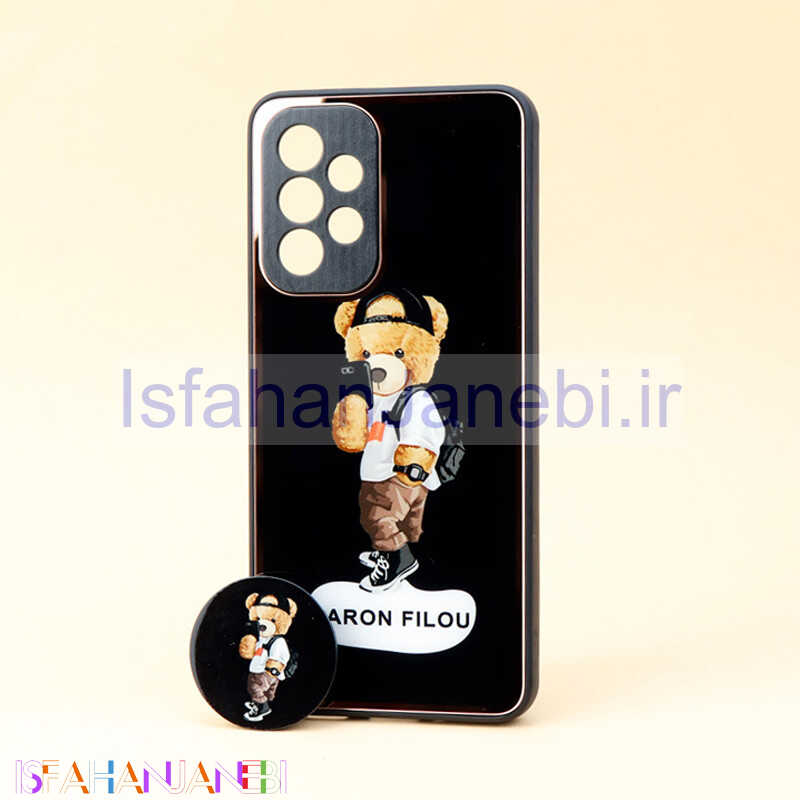اصفهان جانبی-قاب محافظ لنزدار پشت گلسی طلاکوب + پاپ سوکت Samsung Galaxy A33 5G