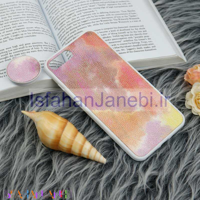 اصفهان جانبی-قاب چرمی هولوگرامی پاپ سوکت دار iPhone 7 Plus / 8 Plus سفید