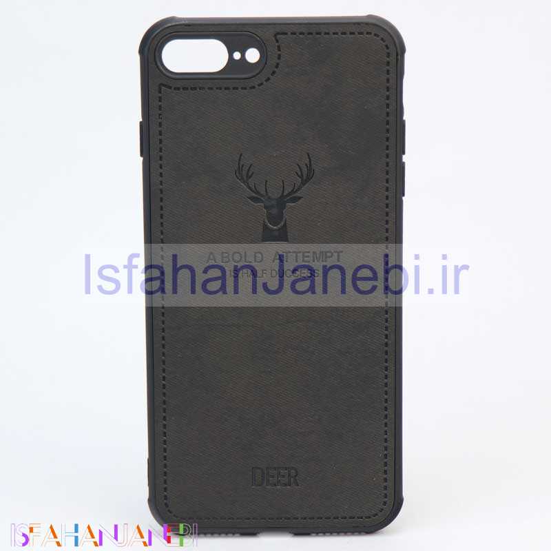 اصفهان جانبی-قاب چرمی طرح گوزن iPhone 7/8 Plus مشکی