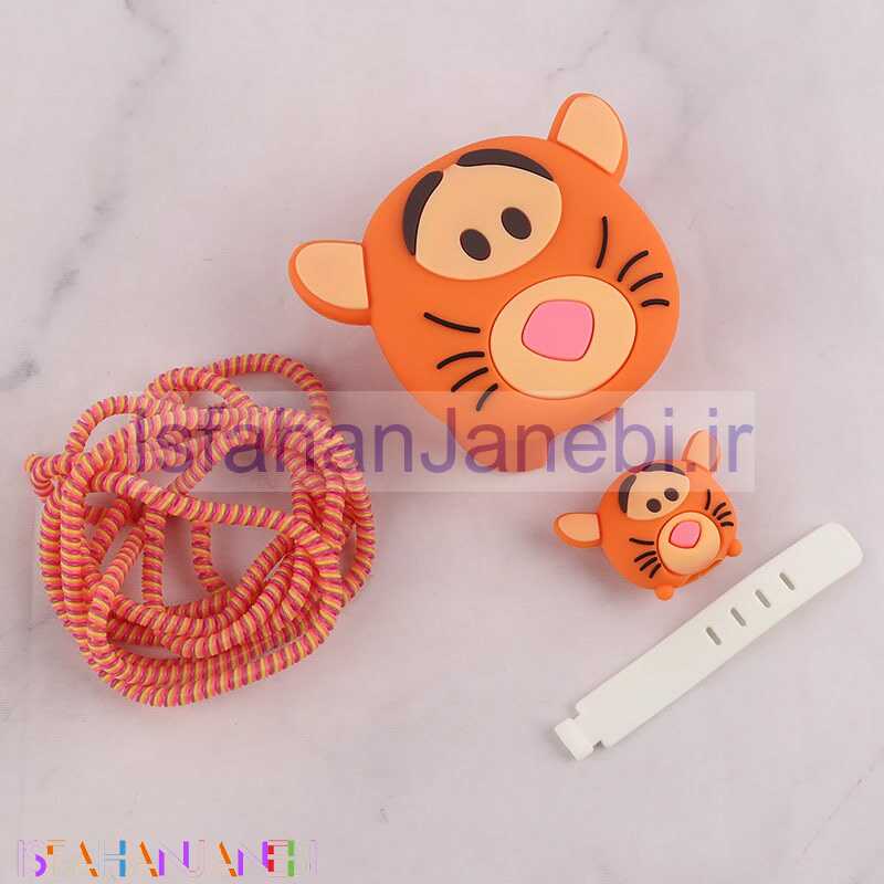اصفهان جانبی-ست محافظ کابل و کلگی شارژر سیلیکونی آیفون طرح Tigger