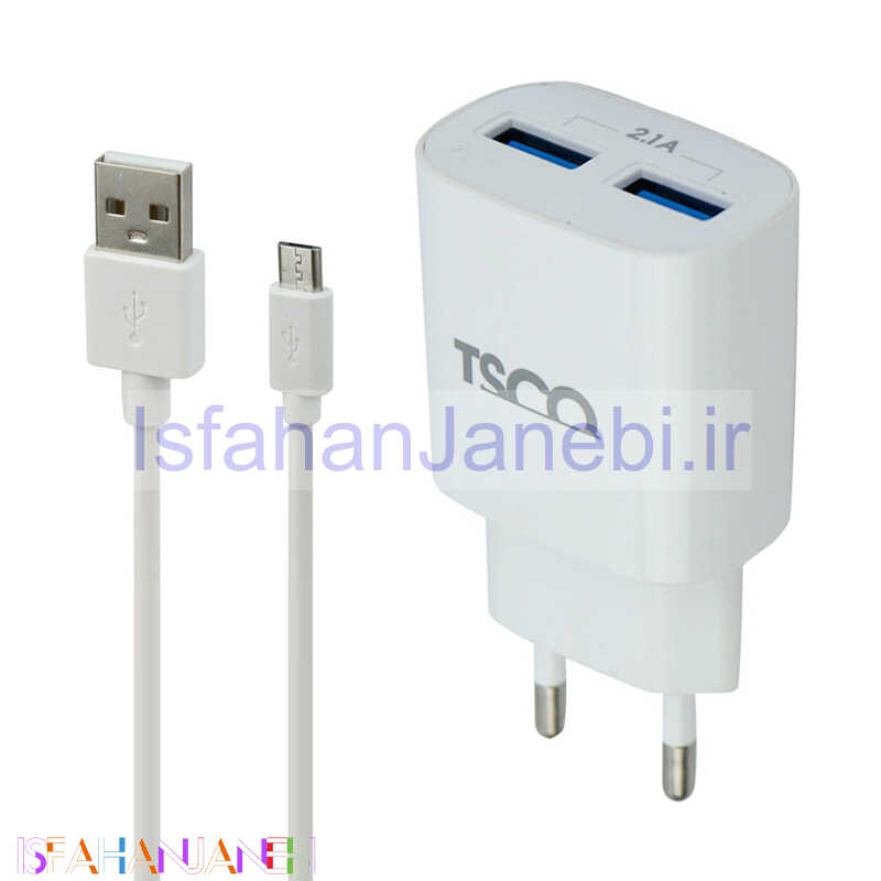 اصفهان جانبی-شارژر دیواری TSCO TTC 62 2Port 2.1A + کابل میکرو یو اس بی