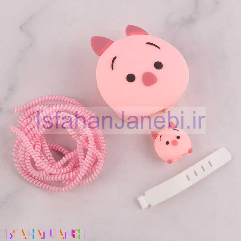 اصفهان جانبی-ست محافظ کابل و کلگی شارژر سیلیکونی آیفون طرح پیگلت