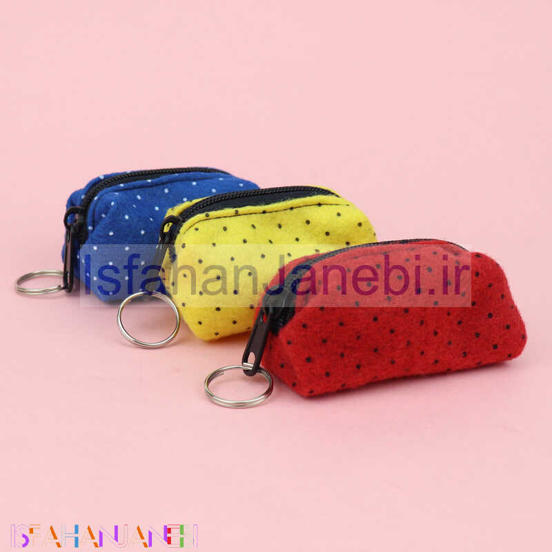 اصفهان جانبی-کیف هندزفری رنگی نمدی خال خالی