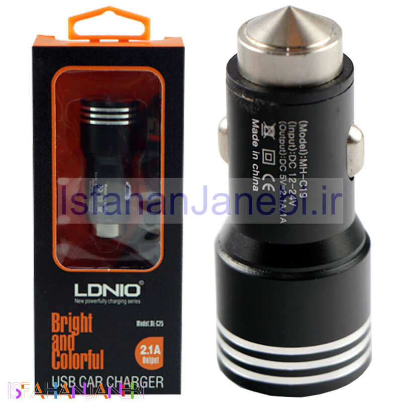 اصفهان جانبی-شارژر فندکی LDNIO DL-C25 + کابل میکرو یو اس بی