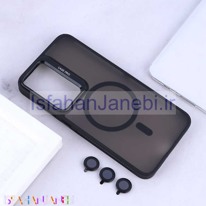 اصفهان جانبی-قاب مگ سیف استندشو با محافظ لنز رینگی سامسونگ Galaxy S24 FE پشت مات