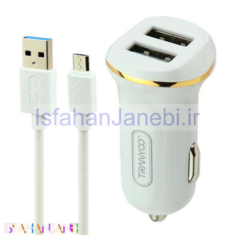 اصفهان جانبی-شارژر فندکی فست شارژ Tranyoo C11 C1 2.1A 10.5W + کابل میکرو یو اس بی