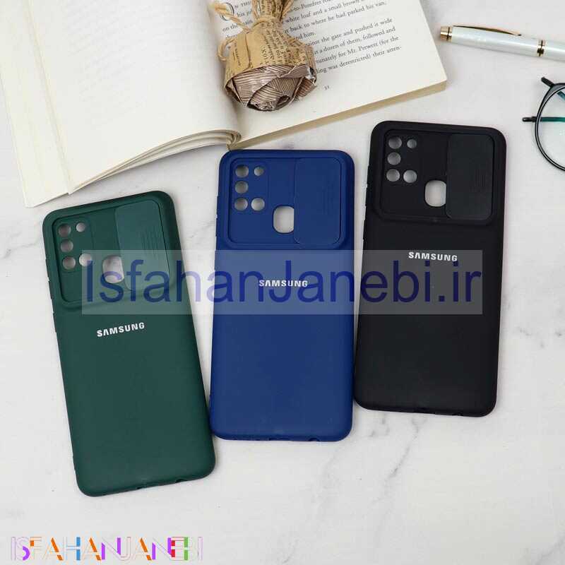 اصفهان جانبی-قاب سیلیکونی TPU محافظ لنزدار کشویی Samsung A21s دارک