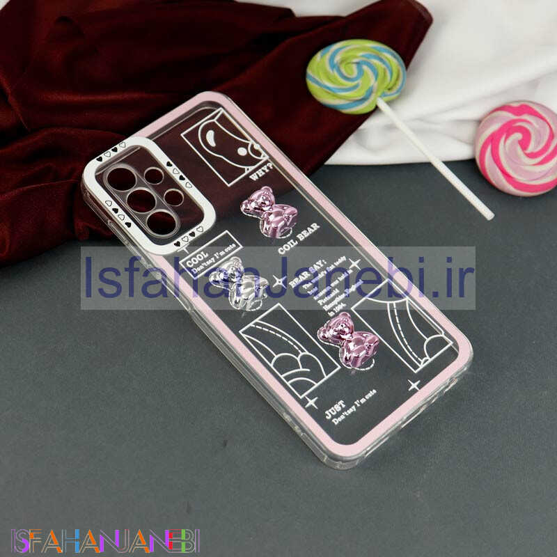 اصفهان جانبی-قاب عروسکی خرس نقره ای محافظ لنزدار Samsung Galaxy A13 4G