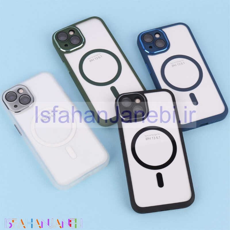 اصفهان جانبی-قاب PC شفاف متال ایرون دور رنگی مگ سیف محافظ لنزدار iPhone 13