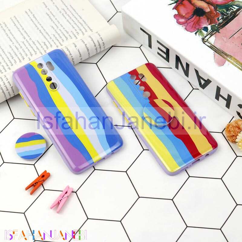 اصفهان جانبی-قاب محافظ لنزدار رنگین کمانی پاپ سوکت دار شیائومی Redmi Note 8 Pro