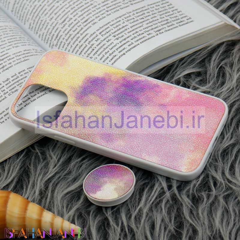 اصفهان جانبی-قاب چرمی هولوگرامی پاپ سوکت دار iPhone 12 Pro Max سفید