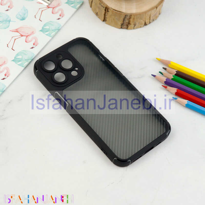 اصفهان جانبی-قاب اورجینال PC Carbon محافظ لنز دار iPhone 13 Pro مشکی