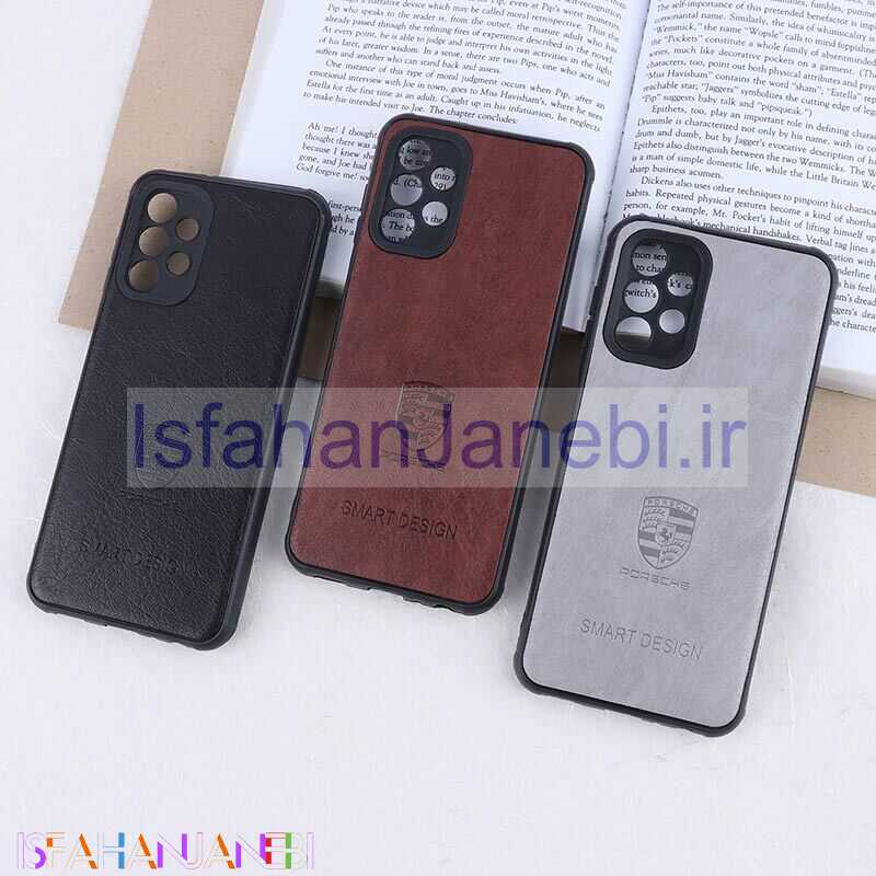 اصفهان جانبی-قاب چرمی Smart Design سامسونگ Galaxy A13 4G طرح Porsche محافظ لنزدار