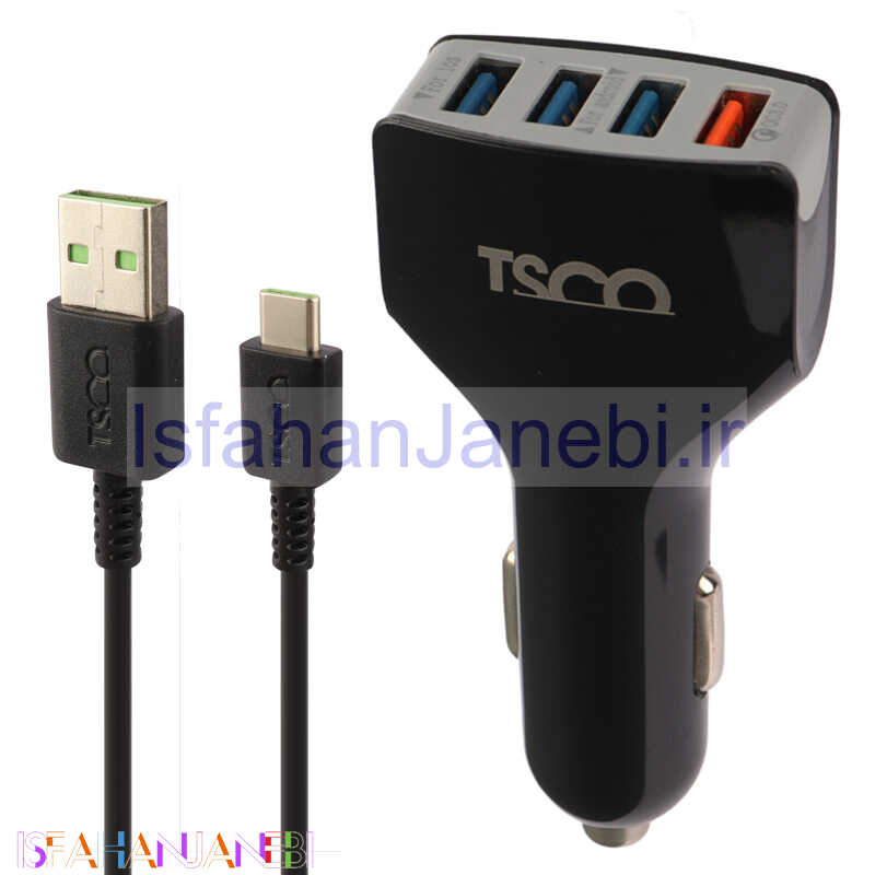 اصفهان جانبی-شارژر فندکی فست شارژ TSCO TCG 20 3A QC3.0 PD 18W + کابل تایپ سی
