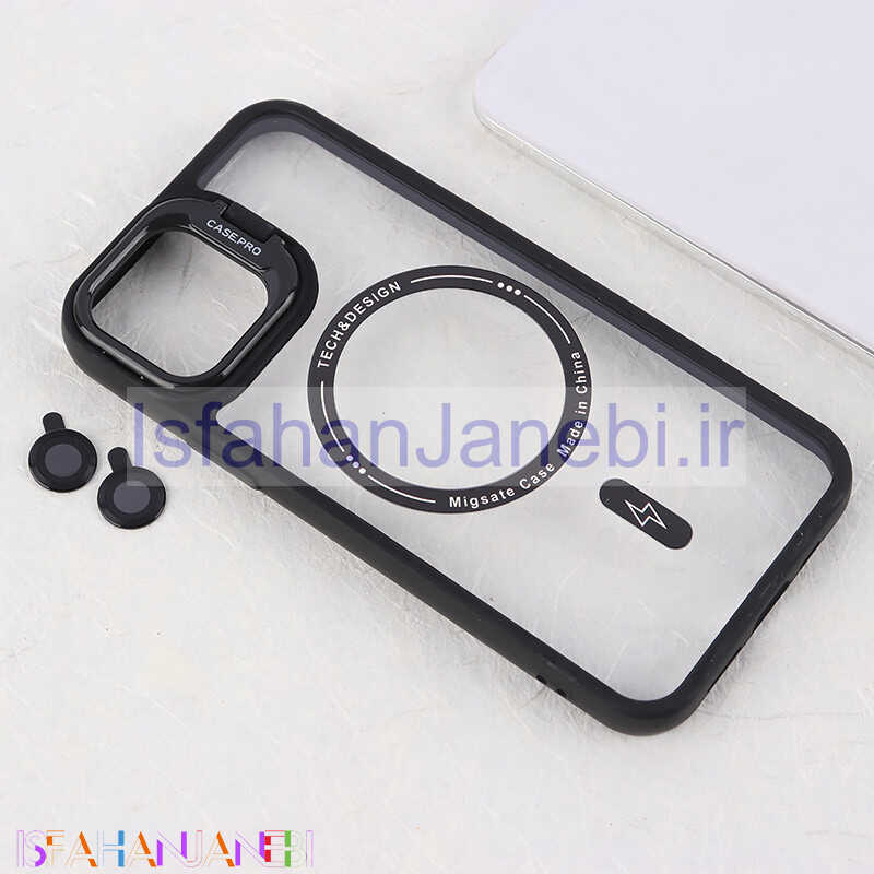 اصفهان جانبی-قاب PC مگ سیف Case.Pro آیفون iPhone 12 استندشو با محافظ لنز رینگی