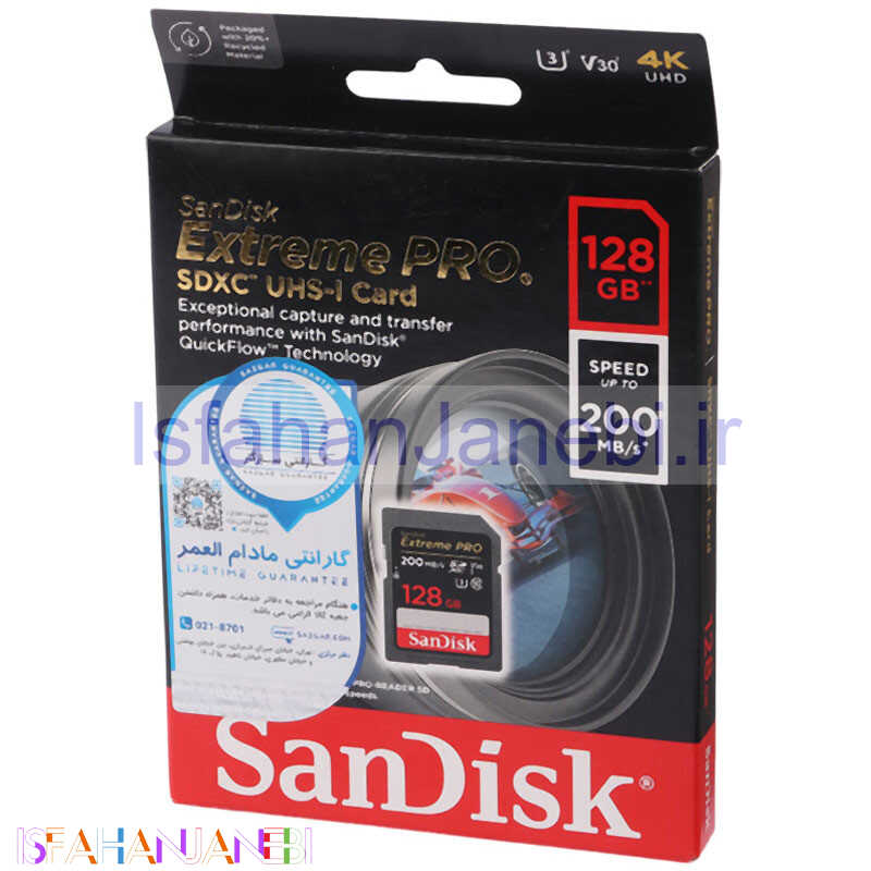 اصفهان جانبی-رم اس دی 128 گیگ سن دیسک SanDisk Extreme Pro SDXC V30 U3 C10 200MB/s