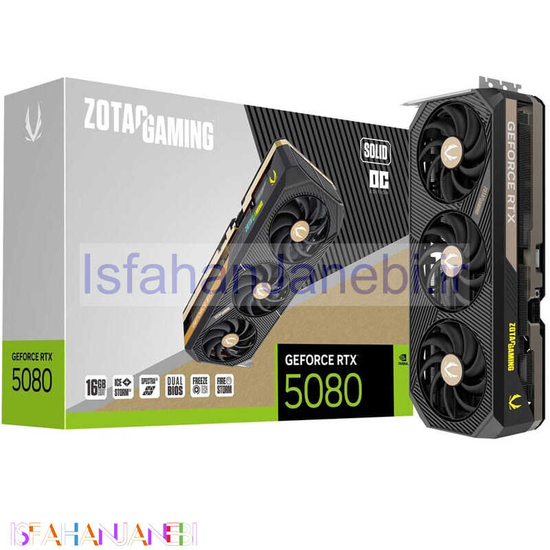 اصفهان جانبی-کارت گرافیک Zotac Gaming GeForce RTX 5080 SOLID OC 16GB GDDR7 256Bit