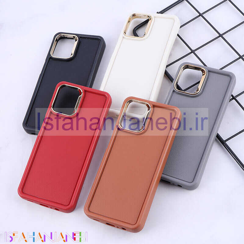 اصفهان جانبی-قاب سولید چرمی سامسونگ Galaxy A12 / M12 دور محافظ متال