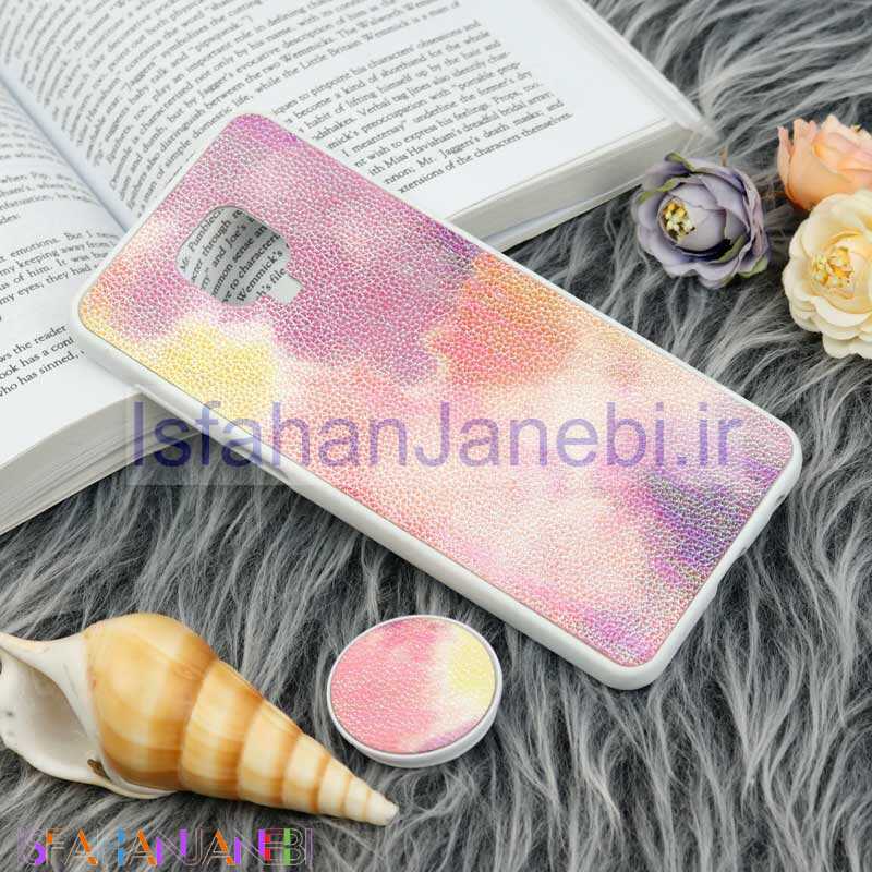 اصفهان جانبی-قاب چرمی هولوگرامی پاپ سوکت دار Xiaomi Redmi Note 9s / Note 9 Pro سفید