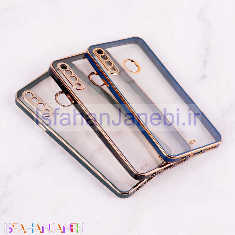 اصفهان جانبی-قاب Chrome دور طلایی محافظ لنزدار Samsung Galaxy A20s
