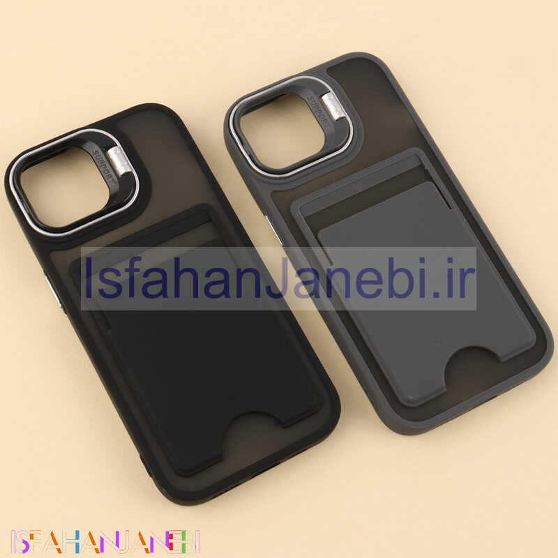 اصفهان جانبی-قاب جاکارتی دار Support آیفون 15 پشت مات استندشو