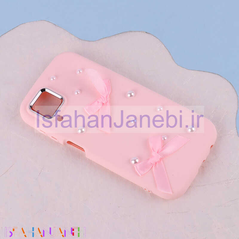 اصفهان جانبی-قاب سیلیکونی سامسونگ Galaxy A12 / M12 پاپیونی مرواریدی دور محافظ متال