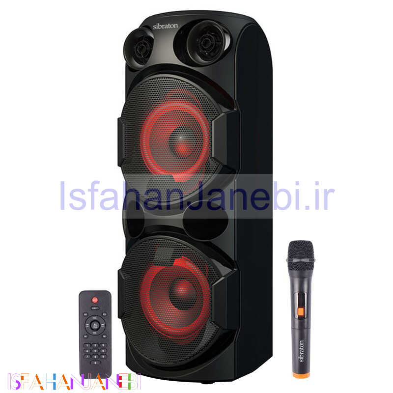 اصفهان جانبی-اسپیکر چمدانی بلوتوثی رم و فلش خور Sibraton S-BS1066 + میکروفون و ریموت کنترل
