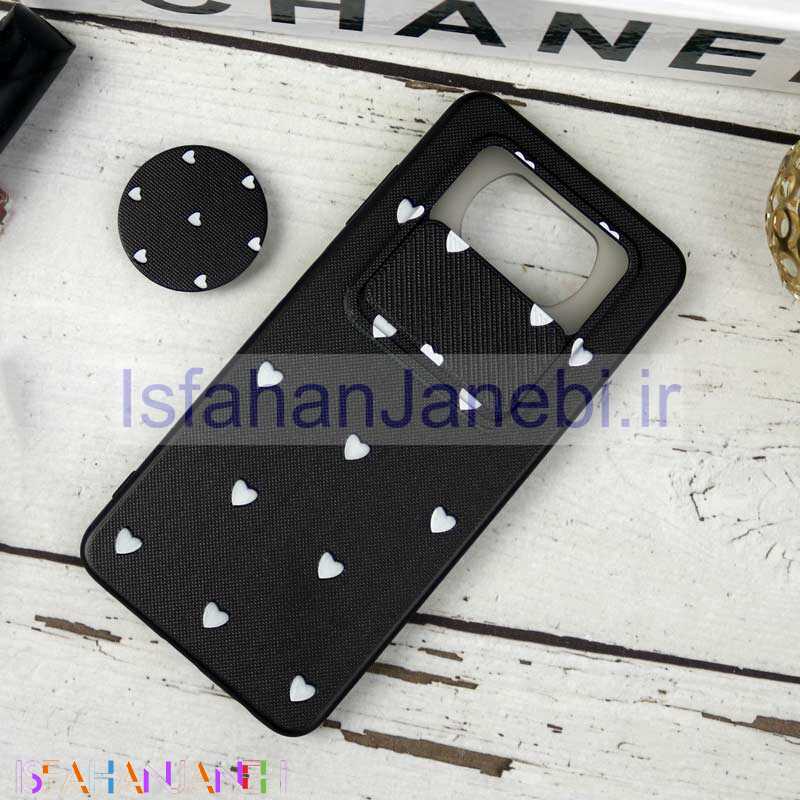 اصفهان جانبی-قاب طرحدار محافظ لنزدار کشویی + پاپ سوکت طرح قلب سفید شیائومی Poco X3 سری B