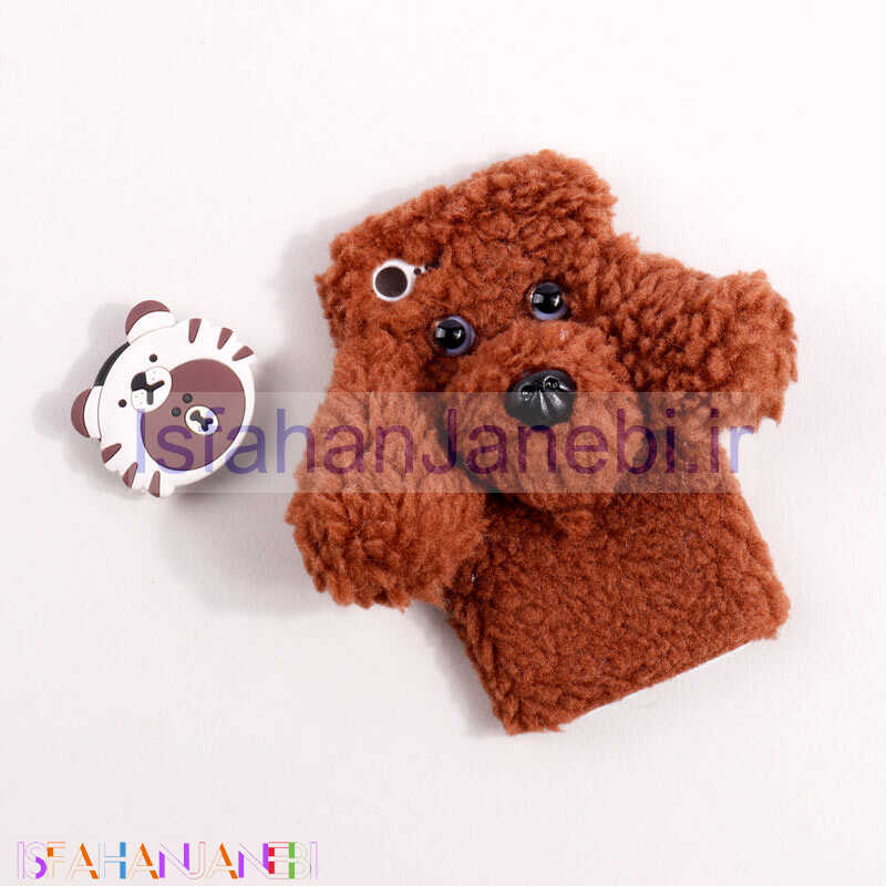 اصفهان جانبی-قاب پولیشی سگ پشمالو محافظ لنزدار iPhone 7 / 8 / SE 2020 قهوه ای