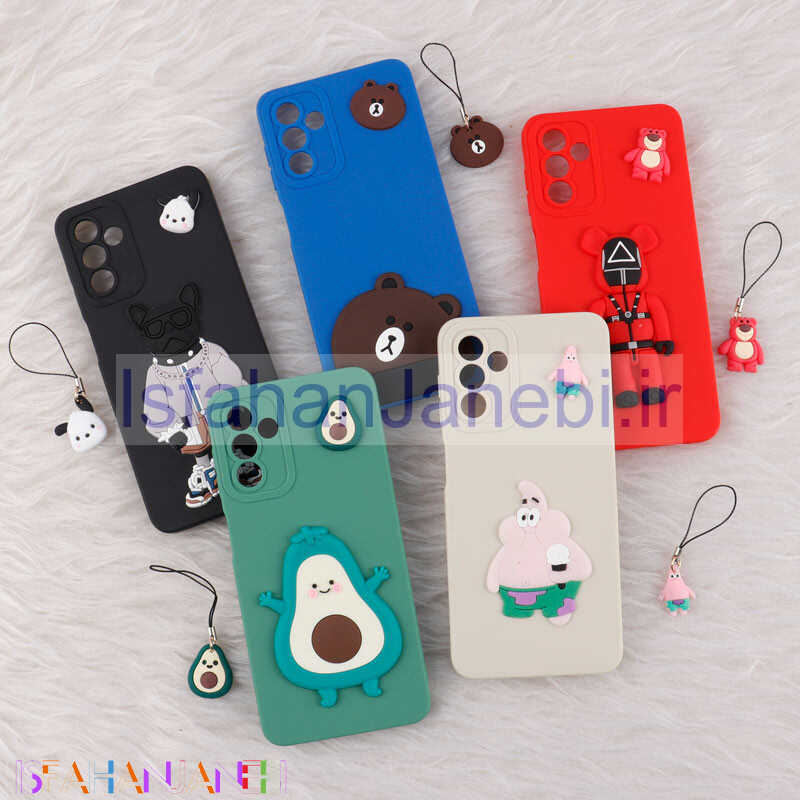 اصفهان جانبی-قاب عروسکی برجسته محافظ لنزدار Samsung Galaxy A13 5G / A04s + آویز