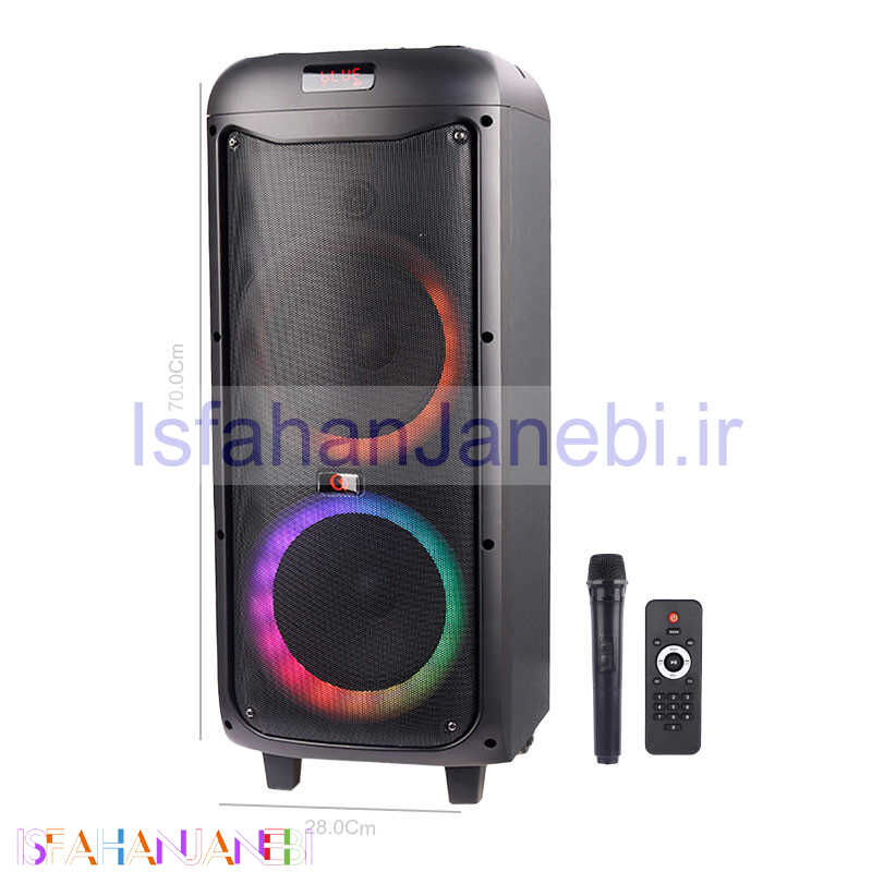 اصفهان جانبی-اسپیکر چمدانی بلوتوثی رم و فلش خور GY-5051 + میکروفون و ریموت کنترل