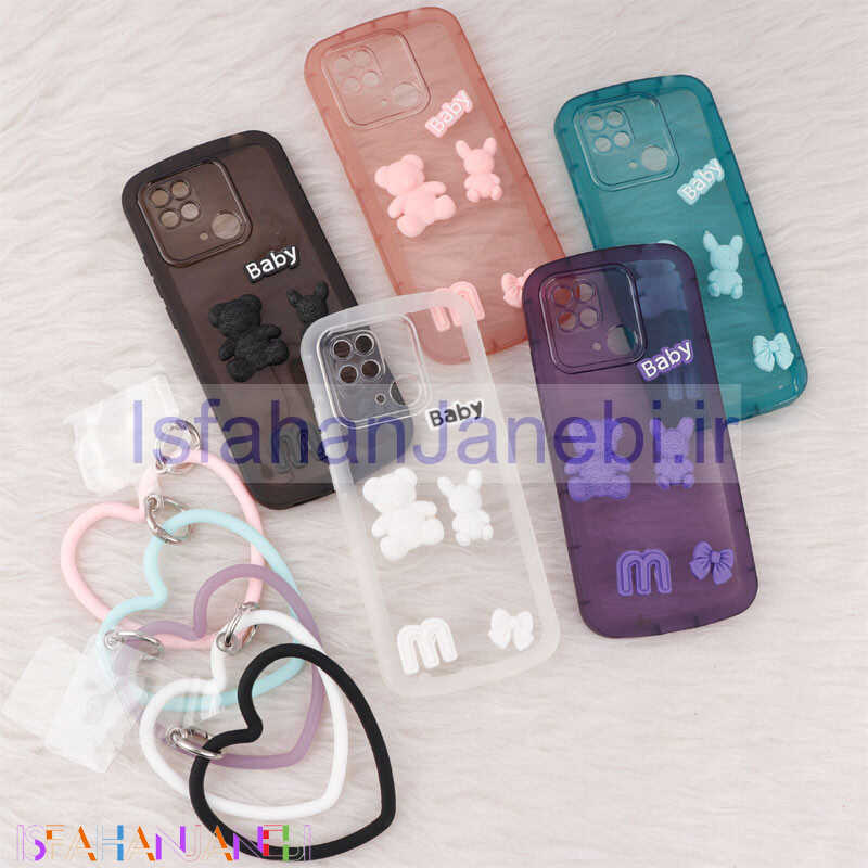 اصفهان جانبی-قاب برجسته عروسکی محافظ لنزدار + آویز قلبی Xiaomi Redmi 10C