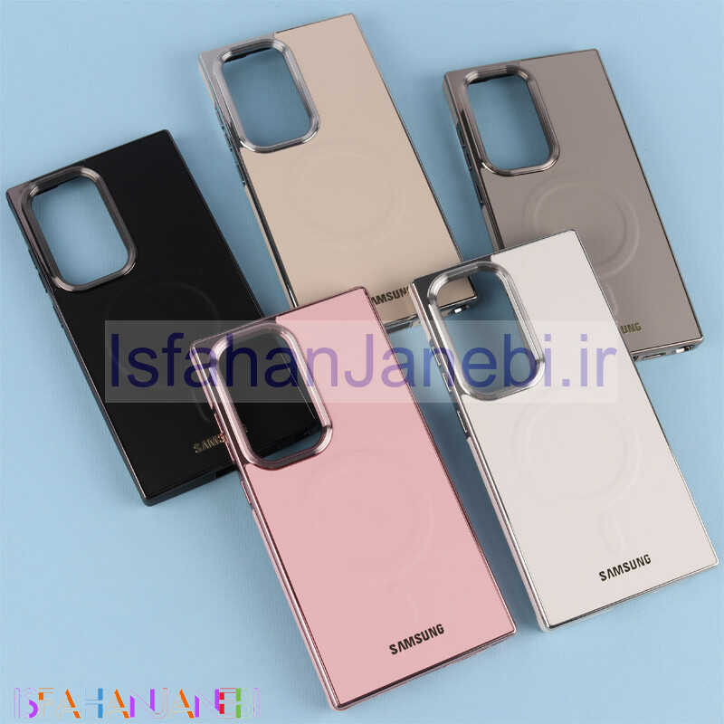 اصفهان جانبی-قاب چرمی مگ سیف سامسونگ Galaxy S24 Ultra دور لنز براق