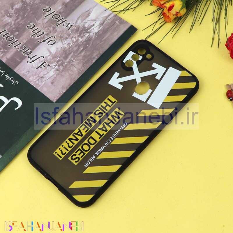 اصفهان جانبی-قاب PC مات محافظ لنزدار طرحدار Off White سامسونگ A11