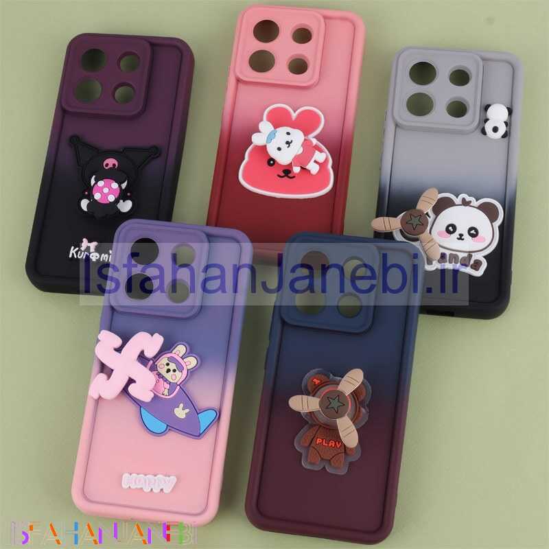 اصفهان جانبی-قاب سیلیکونی شیائومی Poco X6 اسپینردار محافظ لنزدار دورنگ