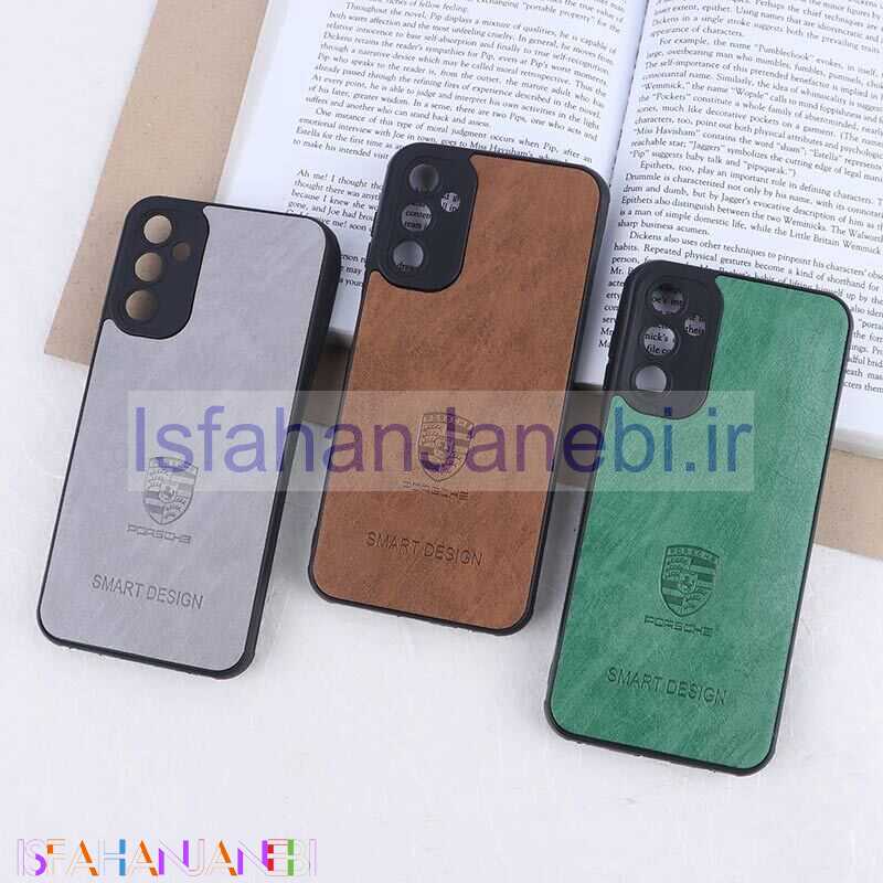 اصفهان جانبی-قاب چرمی Smart Design سامسونگ Galaxy A14 4G / A14 5G طرح Porsche محافظ لنزدار