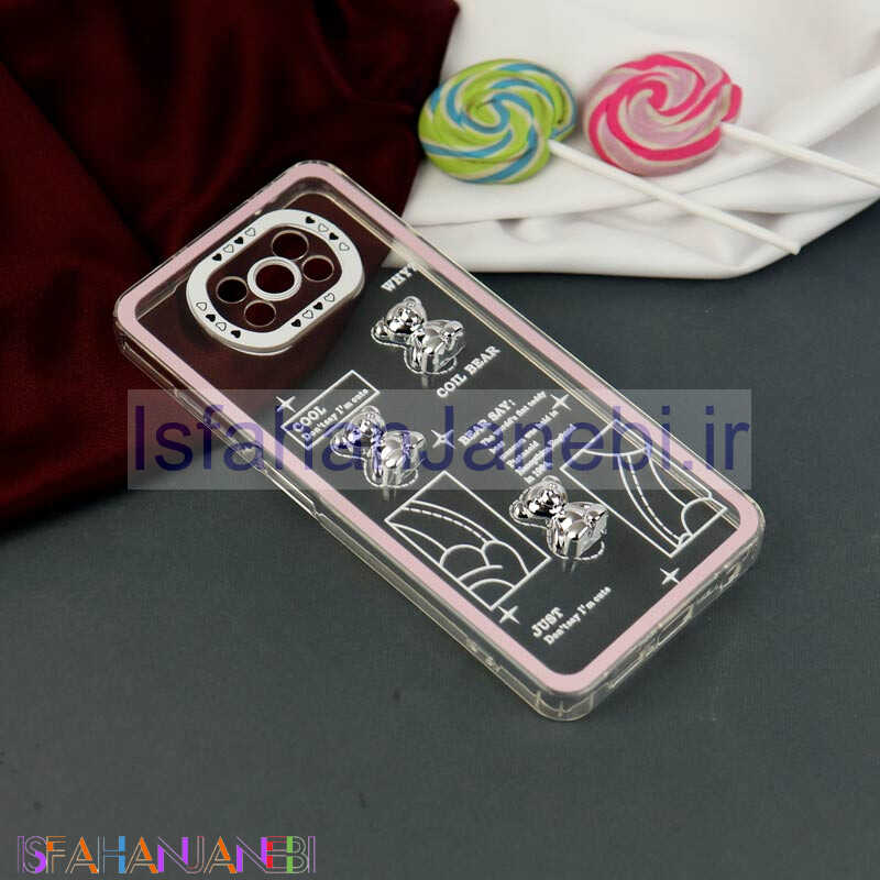 اصفهان جانبی-قاب عروسکی خرس نقره ای محافظ لنزدار Xiaomi Poco X3