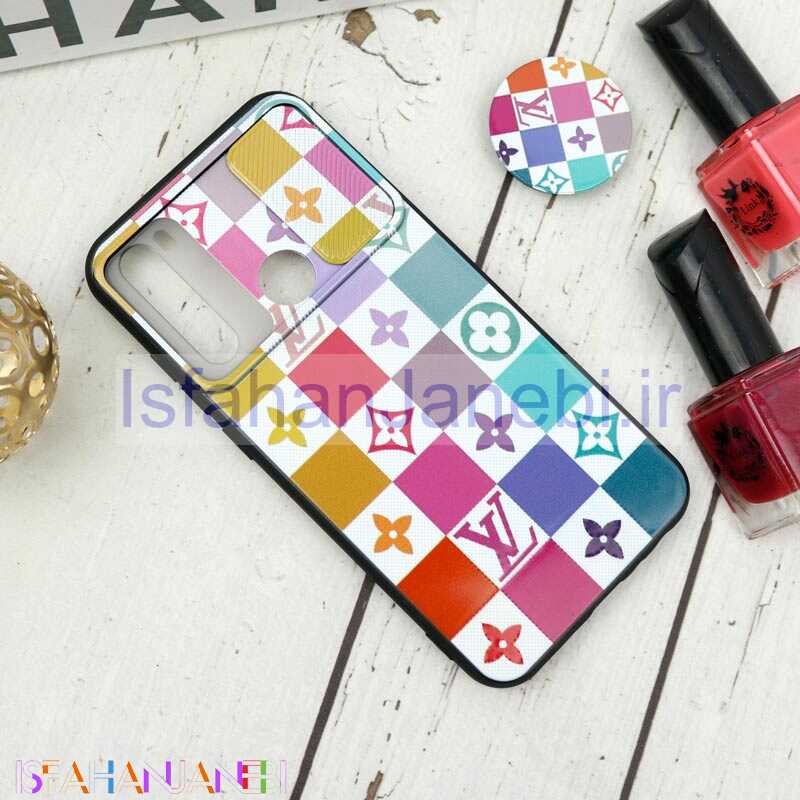 اصفهان جانبی-قاب طرحدار محافظ لنزدار کشویی + پاپ سوکت طرح LV رنگی شیائومی Redmi Note 8 سری B