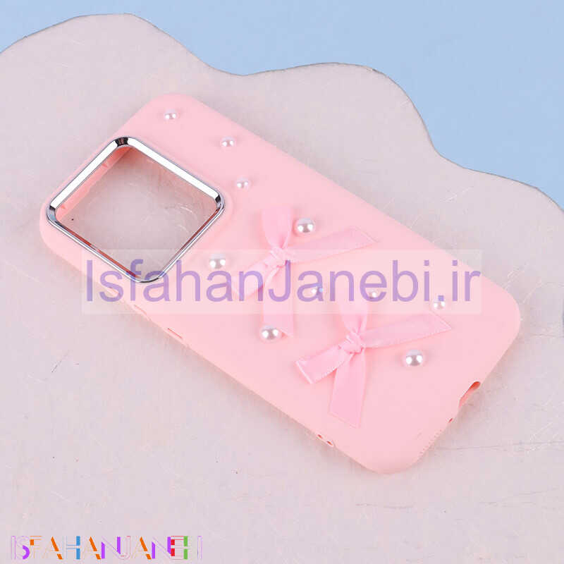 اصفهان جانبی-قاب سیلیکونی شیائومی Redmi Note 13 4G پاپیونی مرواریدی دور محافظ متال