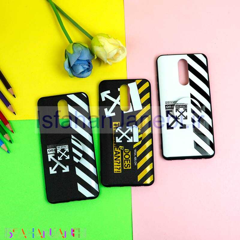 اصفهان جانبی-قاب فانتزی برجسته + پاپ سوکت طرح Off White شیائومی Redmi 8 سری D